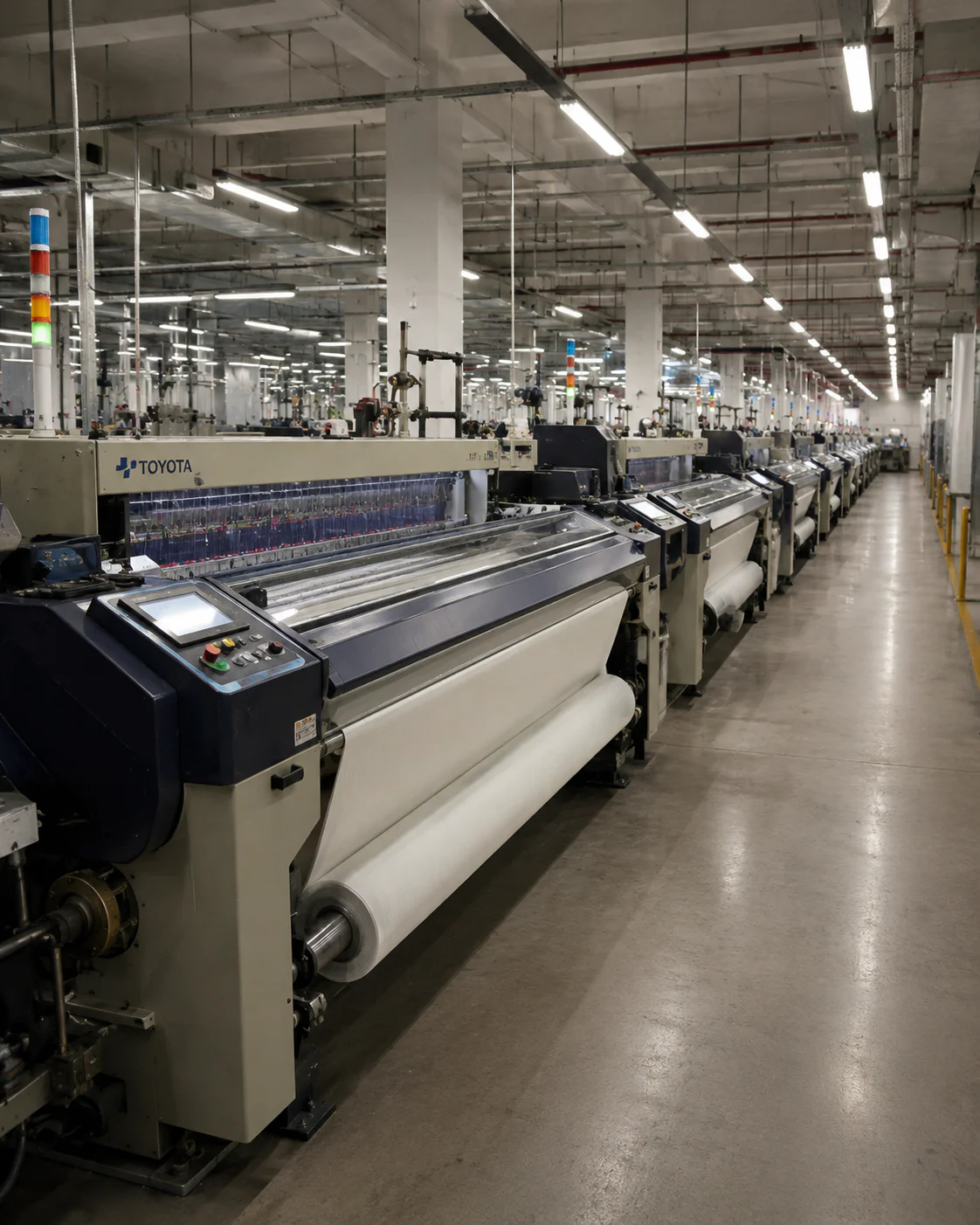 Airjet weaving environment with a long production-line perspective